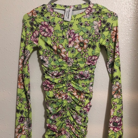 Neon Green Body-con Dress, Collusion Brand - Picture 4 of 5